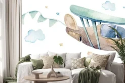 Naklejka: Akwarelowy dziecięcy samolot