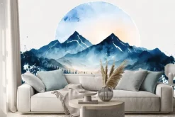 Naklejka: Akwarelowy księżyc za chmurami