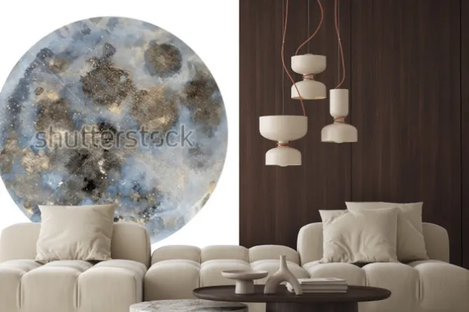 Naklejka: Akwarelowy księżyc na białym tle