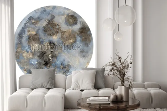 Naklejka: Akwarelowy księżyc na białym tle