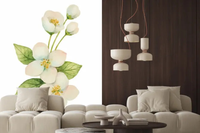 Naklejka: Akwarelowy kwiat jaśminu