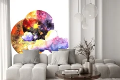 Naklejka: Akwarelowy malunek z księżycami