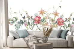 Naklejka: Akwarelowy ornament z kwiatami