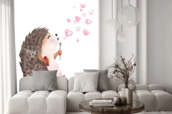 Naklejka: Akwarelowy uroczy jeż