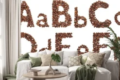 Naklejka: Alfabet z ziaren kawy izolowane