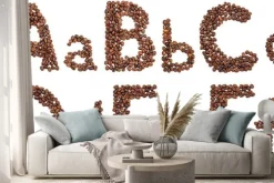 Naklejka: Alfabet z ziaren kawy izolowane