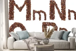 Naklejka: Alfabet z ziaren kawy izolowane