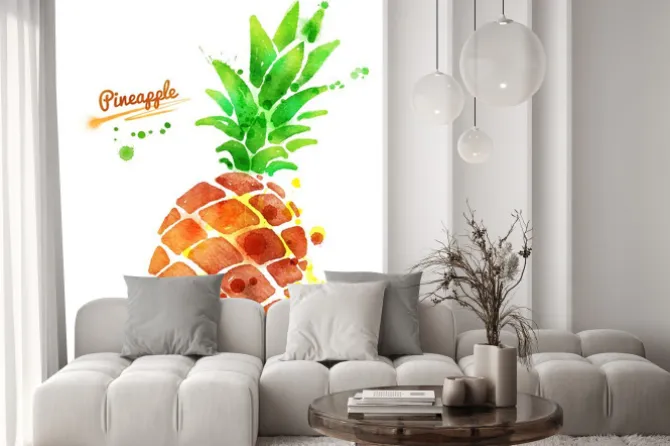 Naklejka: Ananas z odpryskami farby.