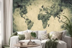 Naklejka: Ancient, old world map. pencil sketch, vintage background