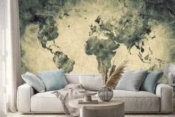 Naklejka: Ancient, old world map. pencil sketch, vintage background