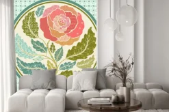 Naklejka: Aplikacja patch różą w ramce okrągłym