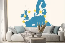 Naklejka: Archiwalne mapa unii europejskiej z flagi ue