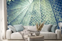 Naklejka: Archiwalne tonowe schody spiralne żelaza tle