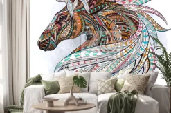 Naklejka: Artystyczna mozaika głowy konia