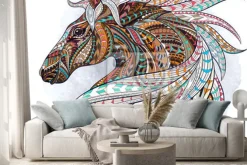 Naklejka: Artystyczna mozaika głowy konia