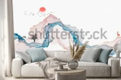 Naklejka: Artystyczny krajobraz malowany tuszem