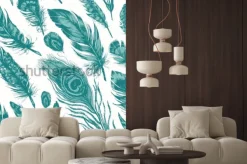 Naklejka: Artystyczny wzór wykonany z sowy, bażanta, pawia, niebieskiej