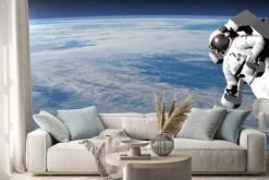 Naklejka: Astronauta lub kosmonauta latania na ziemi - 3d render