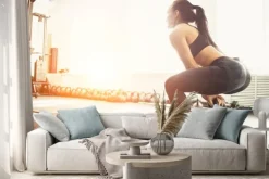 Naklejka: Athletic kobieta korzystania z czajnik dzwon w pozycji siedzącej.