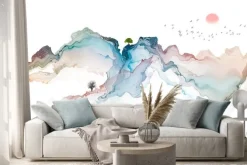 Naklejka: Atramentowy krajobraz górski