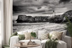 Naklejka: B & w latarnia morska na brzegu w newport, w stanie oregon.