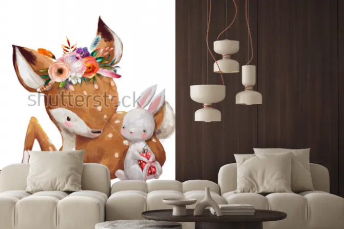 Naklejka: Bajkowa sarenka z zajączkiem