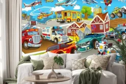 Naklejka: Bajkowe pojazdy w mieście