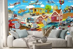 Naklejka: Bajkowe pojazdy w mieście