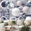 Naklejka: Balls and circles on an abstract background. photo wallpaper