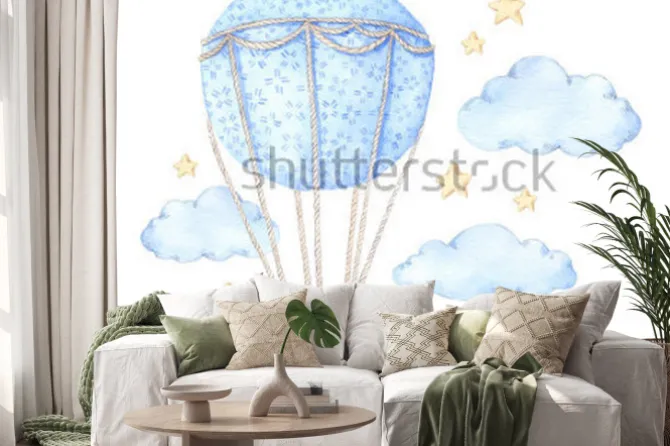 Naklejka: Balon z chmurkami i gwiazdkami dla dzieci