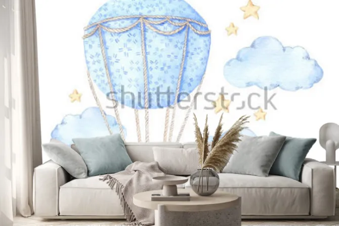 Naklejka: Balon z chmurkami i gwiazdkami dla dzieci