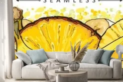 Naklejka: Banana and pineapple seamless pattern or endless border sketch