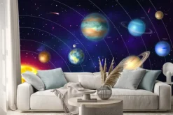 Naklejka: Barwny układ słoneczny z planetami