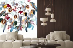 Naklejka: Beautiful vector fashion boho illustration with dreamcatcher