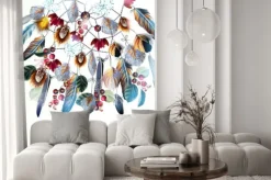 Naklejka: Beautiful vector fashion boho illustration with dreamcatcher