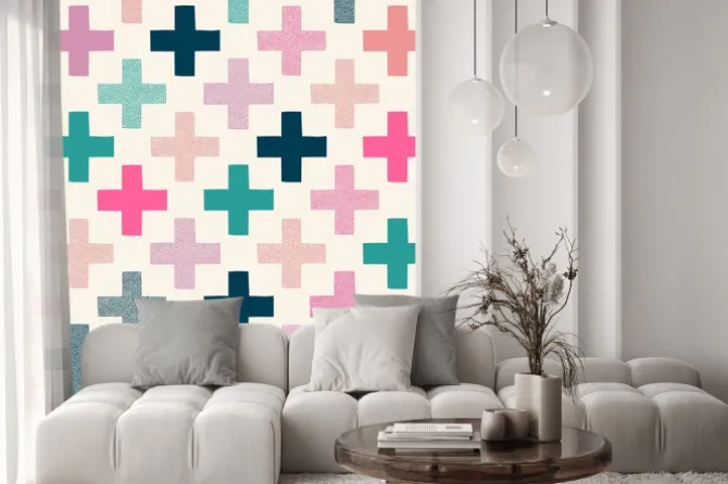 Naklejka: Bez szwu tekstury wzór kolorowy krzyż