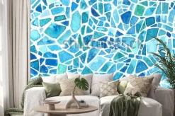 Naklejka: Bezszwowa mozaiki tekstura. kalejdoskop tło wektor niebieski.