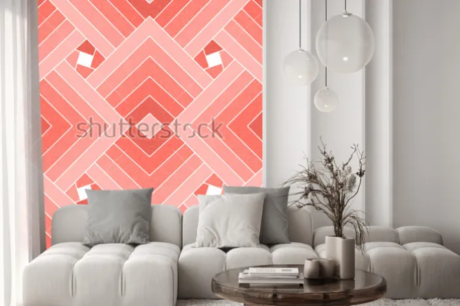 Naklejka: Bezszwowe geometryczne żywy koral kwadratowy wzór