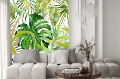 Naklejka: Bezszwowe tropikalny wzór liścia