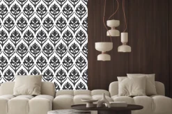 Naklejka: Bezszwowego czarny i biały rocznika kwiecistego potwór średniowieczny