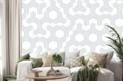 Naklejka: Bezszwowy geometryczny wzór z sześciokątami i liniami. nieregularna