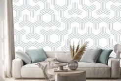 Naklejka: Bezszwowy geometryczny wzór z sześciokątami i liniami. nieregularna