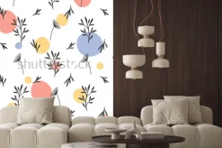 Naklejka: Bezszwowy kwiatu wzór. płaski ornament botaniczny z elementami