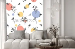 Naklejka: Bezszwowy kwiatu wzór. płaski ornament botaniczny z elementami