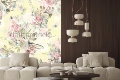 Naklejka: Bezszwowy róża wzór i bumble pszczoła ry