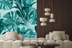 Naklejka: Bezszwowy tropikalny wzór z irysowymi kwiatami i egzotycznymi