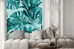 Naklejka: Bezszwowy tropikalny wzór z irysowymi kwiatami i egzotycznymi