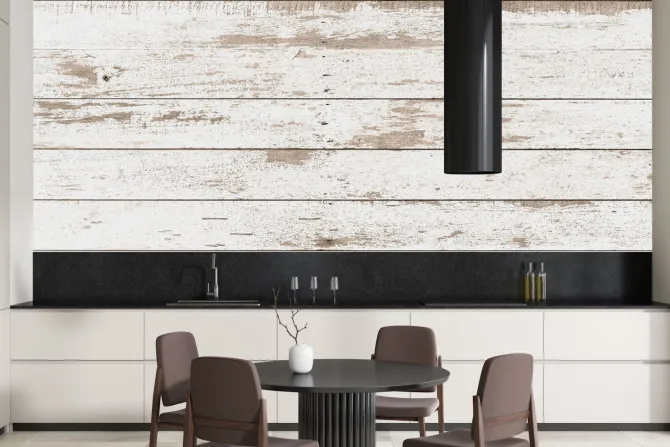 Naklejka: Biała deska drewniana tekstura