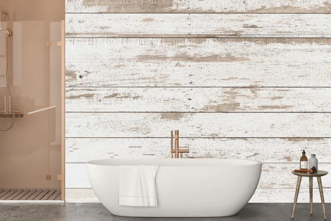 Naklejka: Biała deska drewniana tekstura