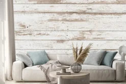 Naklejka: Biała deska drewniana tekstura